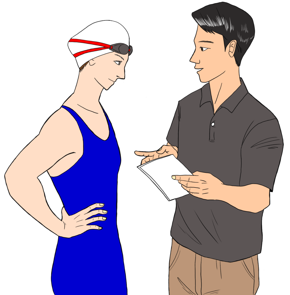 ブログ始めます 女性選手 男性コーチ コミュニケーション アカデミックイラスト素材サイト